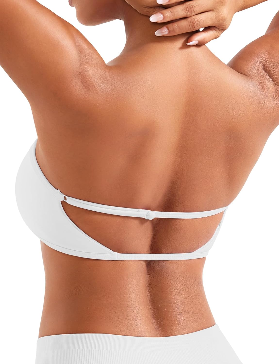 VOYJOY Backless Bandeau Bra - Adjustable Strapless Workout Top for Comfort & Support