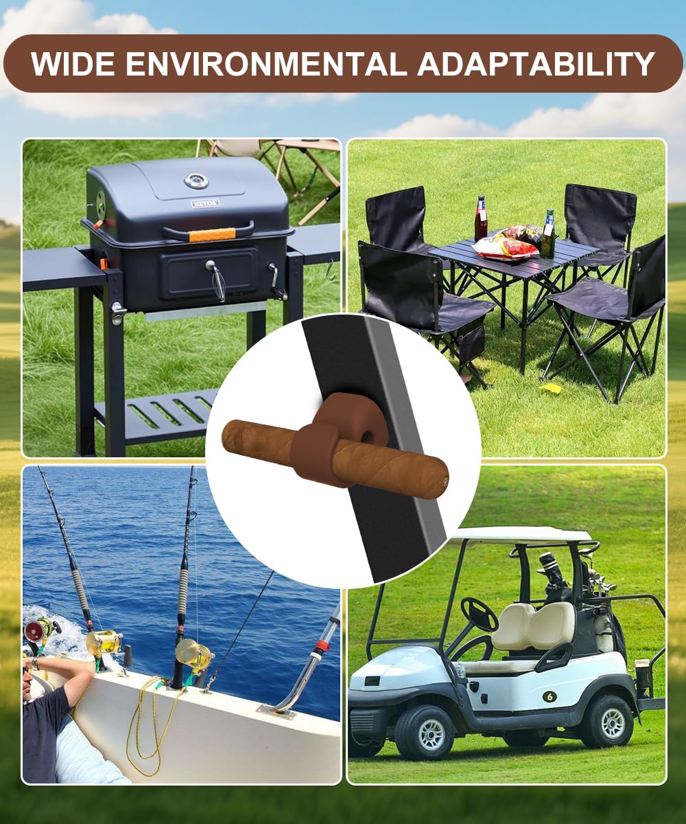 Magnetic Stogie Holder for Golf Cart,Universal Golf Cart Silicone Magnetic Holder Clip Mount Adjustable Fits 20 to 70 Ring Gauge Design, Attach to Metal & Stainless Steel Fits Golfing (Brown)