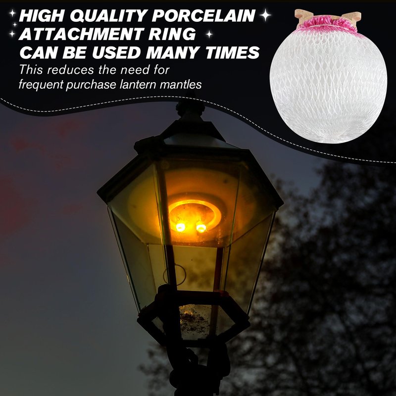 Ceoighe Gas Lamp Mantles with 179B Porcelain Attachment Ring, Soft Inverted Mantle, Lantern Mantle, Ideal for Outdoor Gas Lamps, Standard, & Inverted Gaslights (Include 2 179b Ring 6 Lamp Mantles)