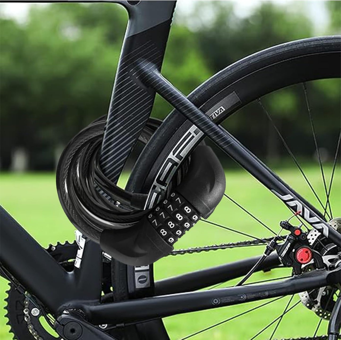 Skiennix Bicycle Cable Lock - 4-Digit Combination, 6-Foot Length, Resettable Anti-Theft | Black