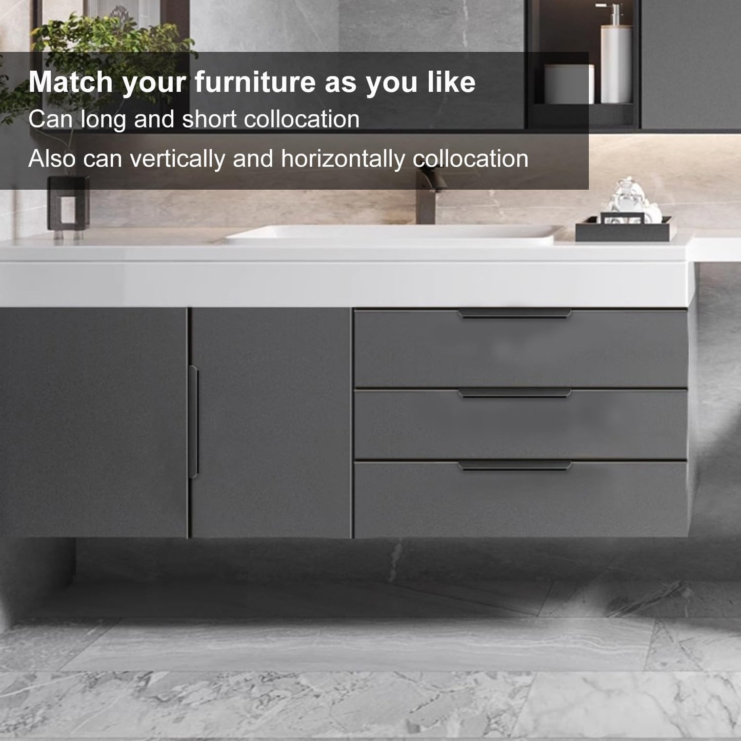 Cekikibi 5 Pack Adhesive Edge Finger Pulls for Cabinets，Kitchen Aluminium Alloy Concealed Drawer Pulls No Drilling Required Flat Stick On Cabinet Handles (Black, 3.15" Overall Length)