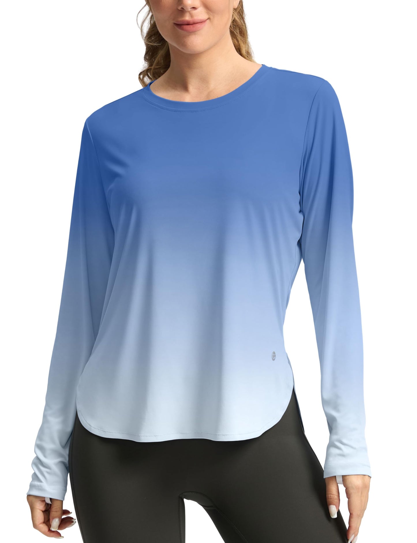 Women's Sun Shirts UPF 50+ Long Sleeve UV Protection Shirt Lightweight Quick Dry Workout Hiking Tops for Women(Blue/White Gradient,M)