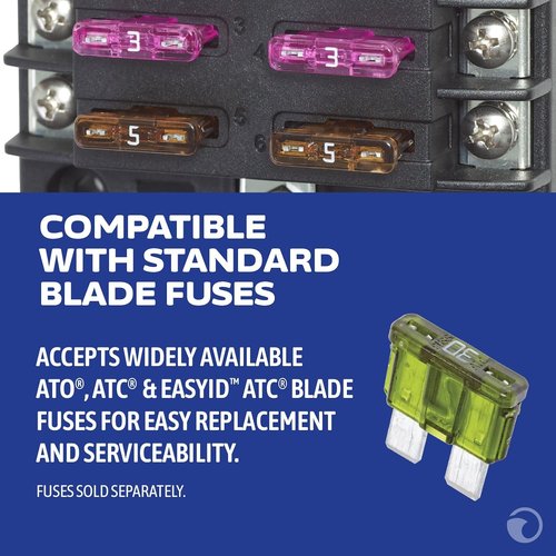 Blue Sea Systems ST Blade Fuse Block - 12 Circuit with Ground & Cover, 100 Amps, Model 5026