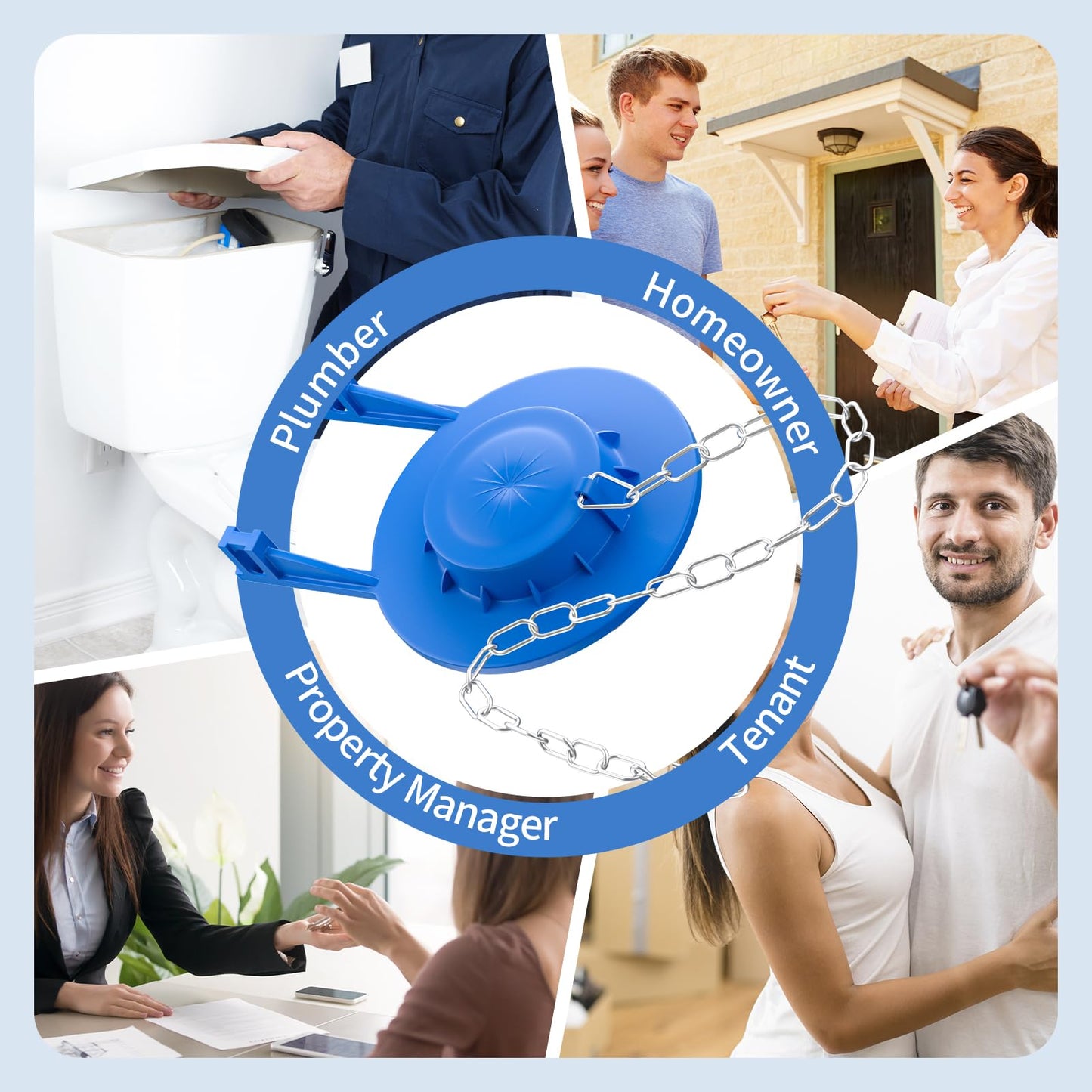 Toilet Flapper Replacement Kit, 2 Inch Universal Toilet Tank Flapper Fit for Kohler American Standard Fluidmaster Toto Gerber, Silicone Stopper Flapper with Stainless Steel Chain Water Saving 1Pcs (1)