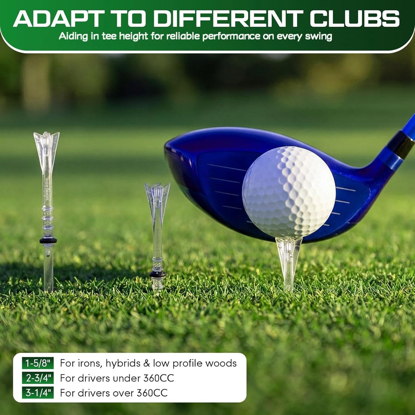 Skiennix 100 Pcs 4-Prong Anti-Slip Golf Tees - 3.25" Adjustable Plastic for Enhanced Stability