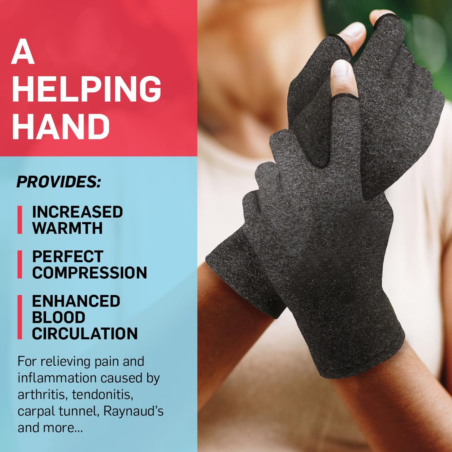 Dr. Arthritis Essentials Open-Fingertip Arthritis Gloves, Compression Gloves Ideal as Raynauds Gloves, Hand Brace for Arthritis (Grey, Medium)