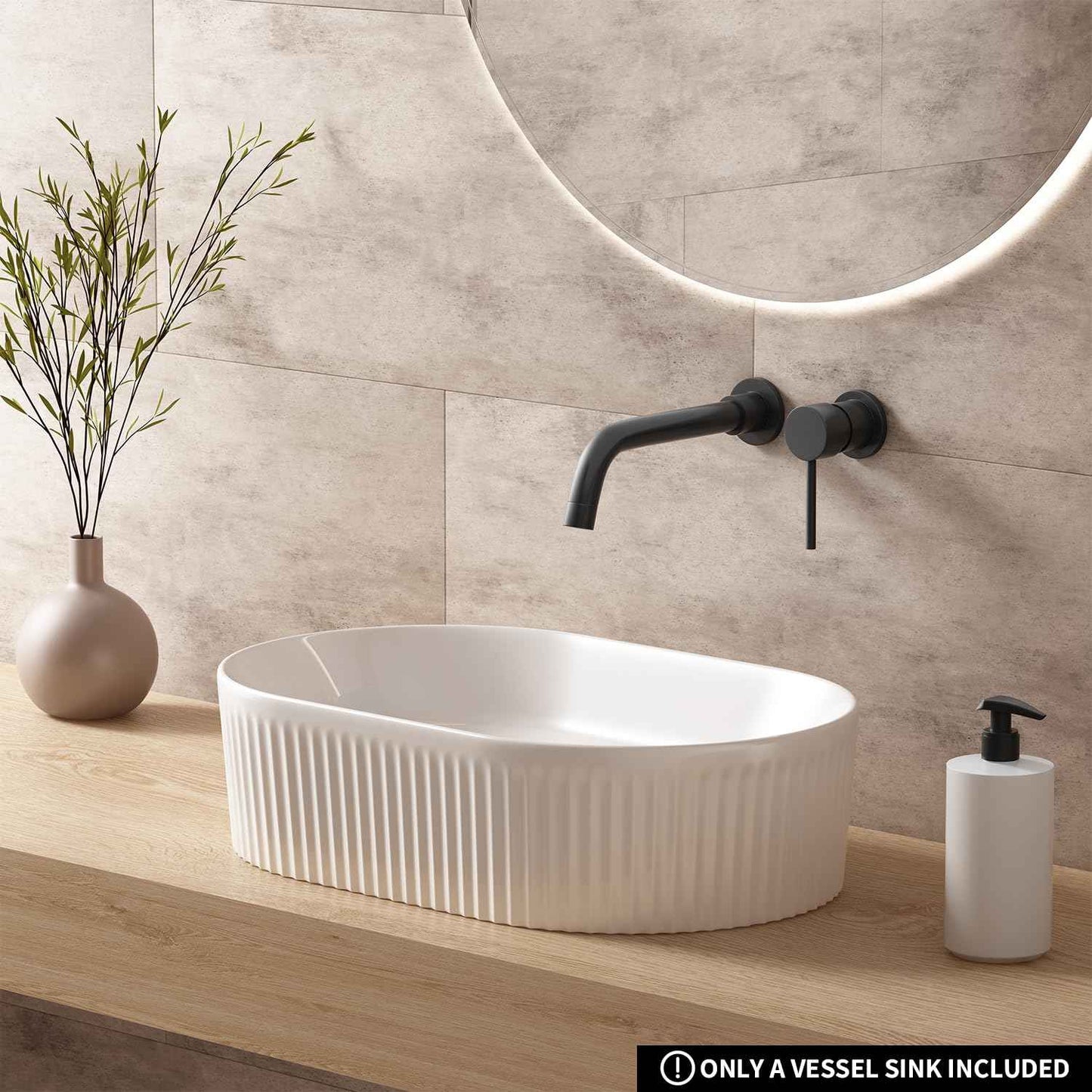 Oval Bathroom Sink Above Counter, OCEALAGOON 19″ x 12″ White Porcelain Vessel Sink, Modern Vanity Bowl Sink, Art Ceramic Wash Basin