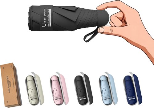 BAODINI Mini Travel Umbrella - Compact UV Sun Protection | Lightweight & Portable for Purse or Backpack
