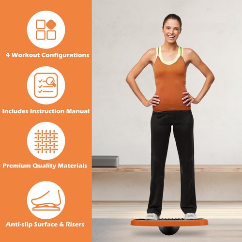 4-In-1 Balance Board and Stepper Exercise Platform - Aerobic Step Adjustable Home Workout Slant Board, Non Slip Soft cushion - With Home Workout Suggestions