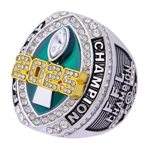 2025 Fantasy Football Championship Ring Heavy FFL Champion Trophy Ring Award Trophy for Fantasy Football League Winner (Ring and Stand Together, Size 10)