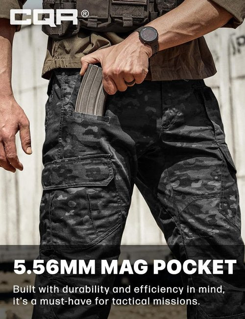 CQR Men's Tactical Pants - Lightweight Water-Resistant Ripstop Cargo for Hiking & Work | Outdoor Apparel