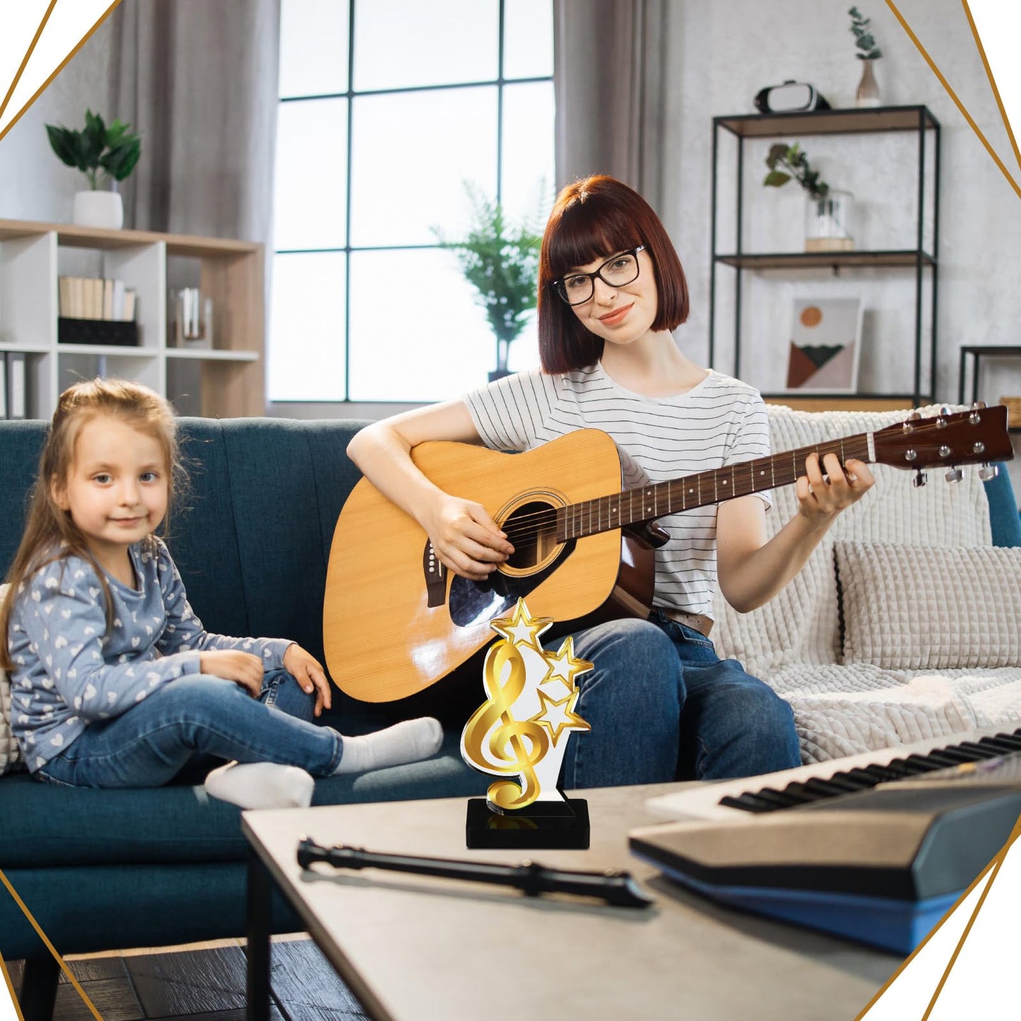 Landical 4 Pack Music Award Trophies Gold Winner Music Award Plaque Acrylic Music Trophies Award Music Prize Gift for Tournaments, Competitions, Party, Kids and Adults