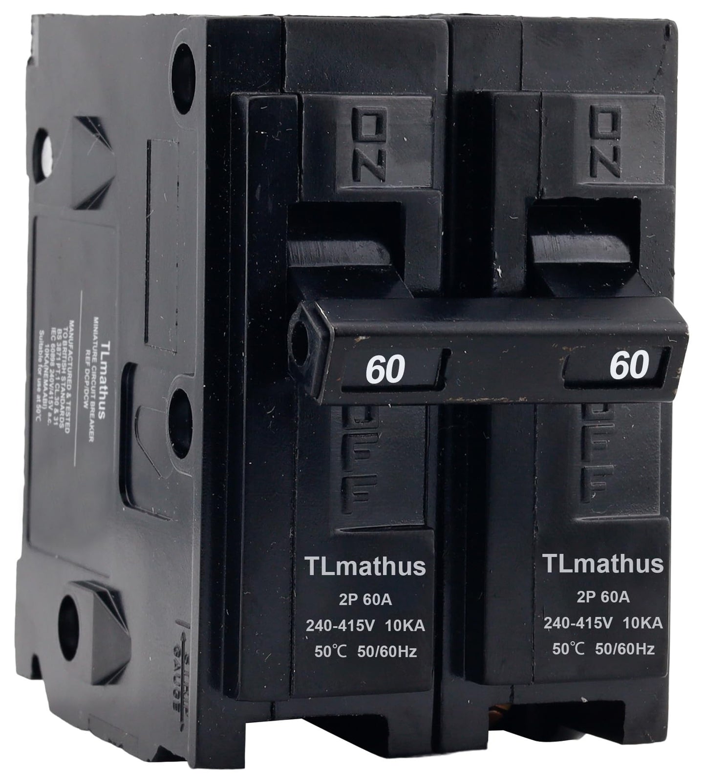 TLmathus 60 Amp 2 Pole Type QP Circuit Breaker Plug-in Mount Standard MCB Thermal Magnetic Protection, 10KA 120/240V, Compatible with Siemens PL and ES Series Load Centers(2P 60A)