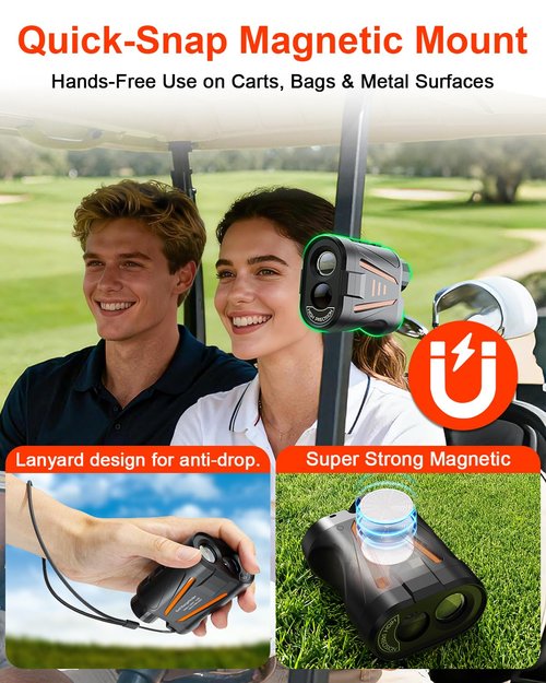 Golf Laser Rangefinder with Slope Compensation & Flag Lock Vibration – 1900 Yards Range Finder Golf, 6X HD Magnification,Magnetic USB-C Rechargeable,IP54 Waterproof rangefinder for Hunting & Training