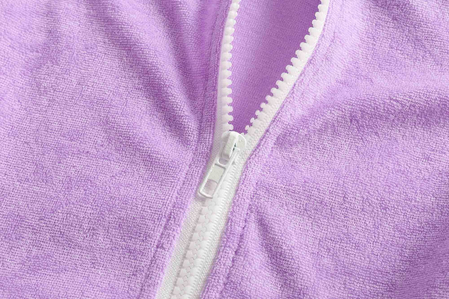 LUCKYGAL Girls Swim Cover Up Kids Swimsuit Coverup Terry Zip-Up Beach Bathing Suit Wraps, Size 6 7 Purple