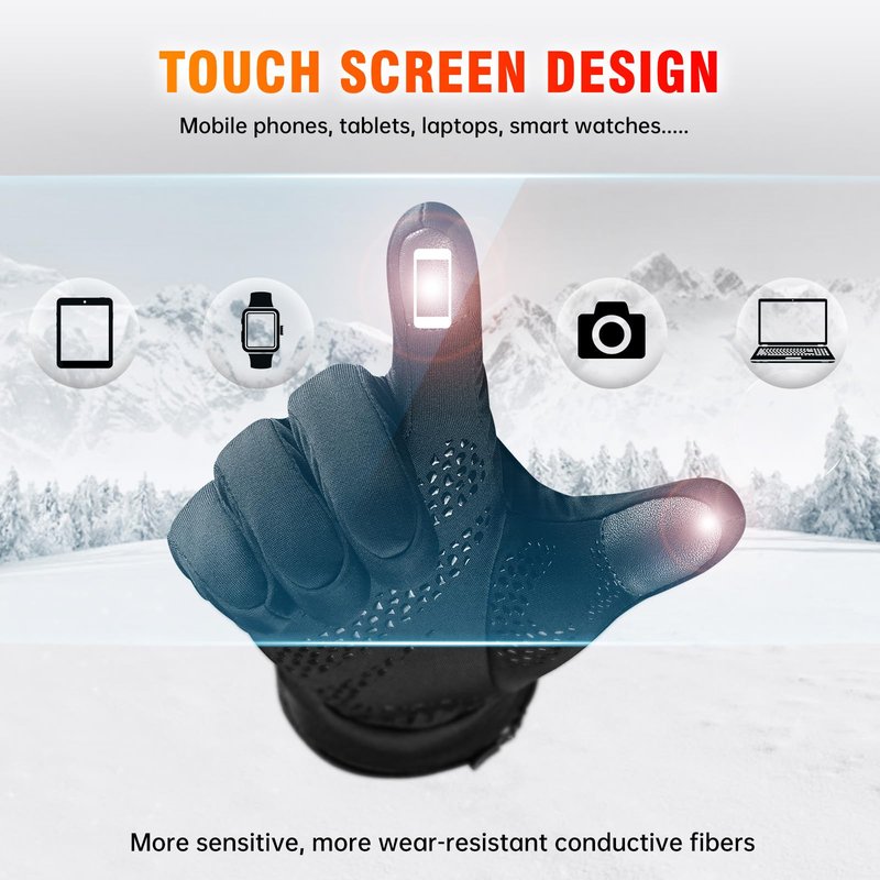 WASOTO Heated Glove Liners for Men Women 7.4V Battery 22.2WH Thin Gloves Electric Rechargeable Touchscreen Heated Work Gloves for Camping Hunting Fishing Hiking Running Driving Arthritis Raynaud(M)