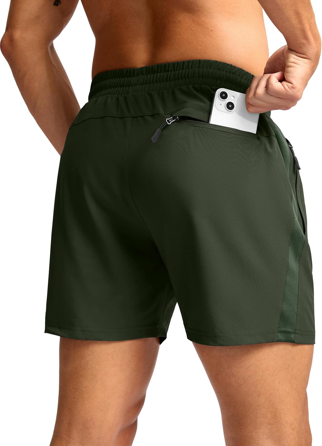 Pudolla Men's Athletic Running Shorts - Lightweight Quick-Dry with 3 Zipper Pockets | 5"/7" Sizes