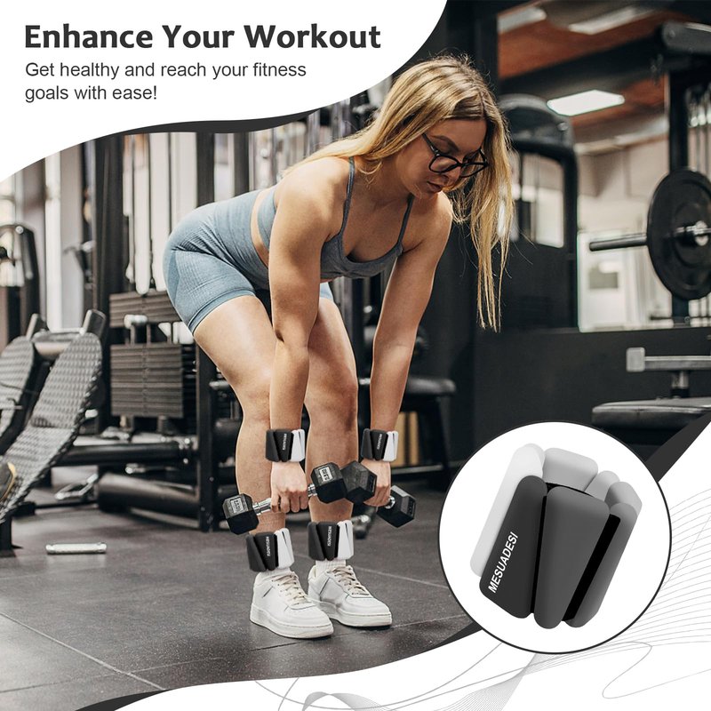 Wrist and Ankle Weights for Women, Set of 2 Adjustable Ankle Weights Wearable Arm and Leg Wrist Weights for Walking Yoga Pilates Running Dance Gym 1Lb Each (Gradient Black)