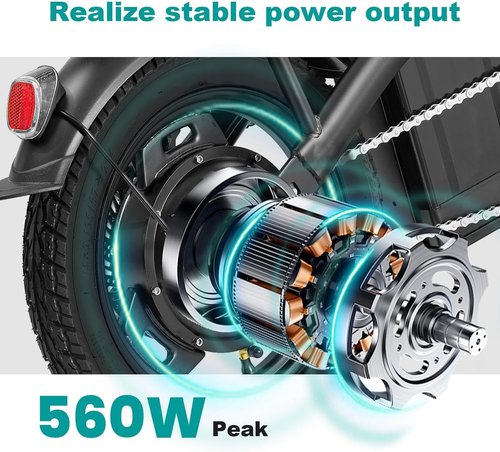 Electric Bike - Compact Folding Ebike for Adults & Teens | 560-740W Motor, 32 Miles Range, 14” Size