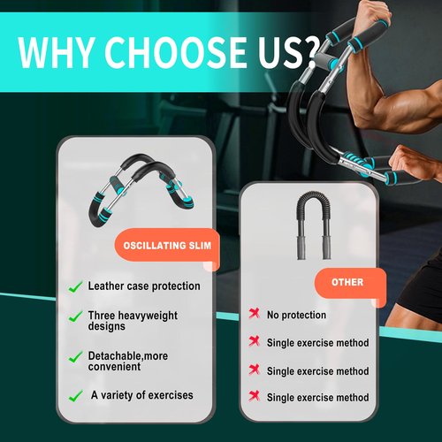 Tillytech Twister Arm Trainer,Adjustable 66-110lbs Chest Workout Equipment for Men & Women, Portable Forearm Strength Trainer with Anti-Slip Handles & Carry Bag (Blue)
