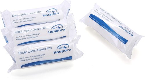 Hospora Medical Elastic Cotton Gauze Roll - 4 Inch Conforming Stretch for First Aid | 24 Individual Packs