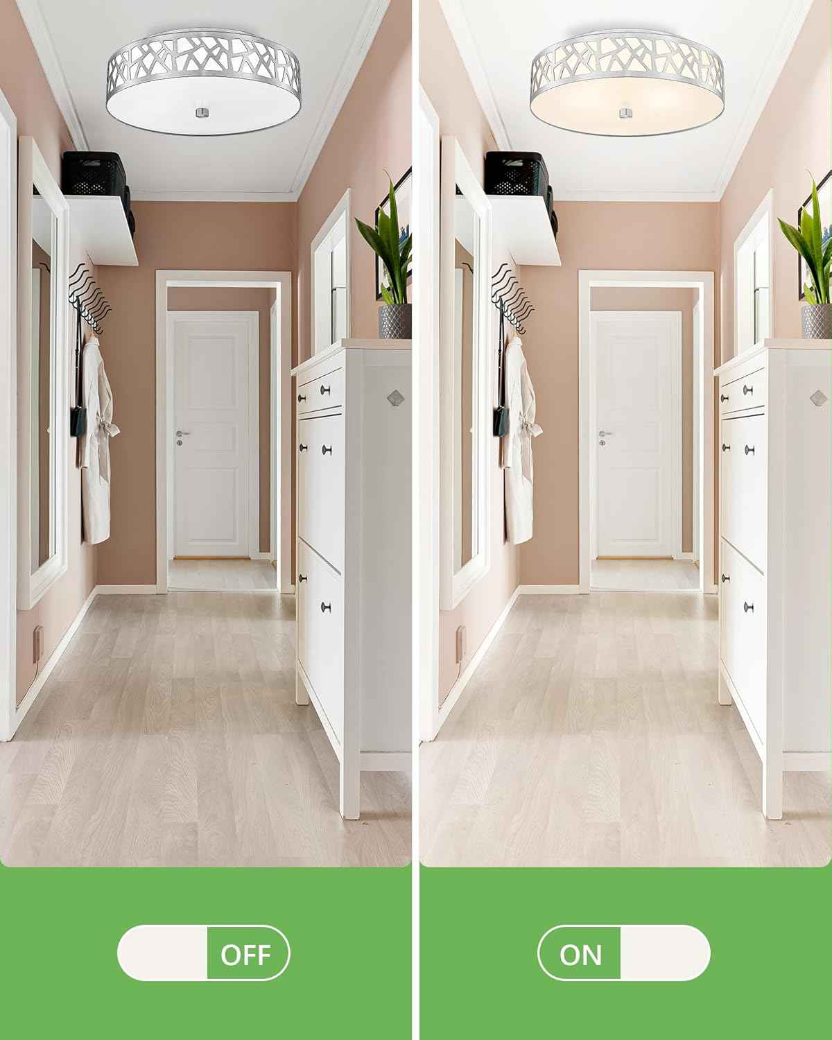 Flush Mount Ceiling Light Fixture 2-Pack - 12-Inch Oil Rubbed Bronze with Frosted Glass Shade for Bedroom, Hallway, Kitchen, Bathroom