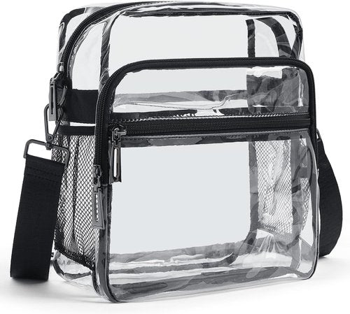 LATMAP Clear Stadium Bag - 12x6x12 Transparent Purse with 3-Zipper Pockets | Ideal for Concerts & Sports Events