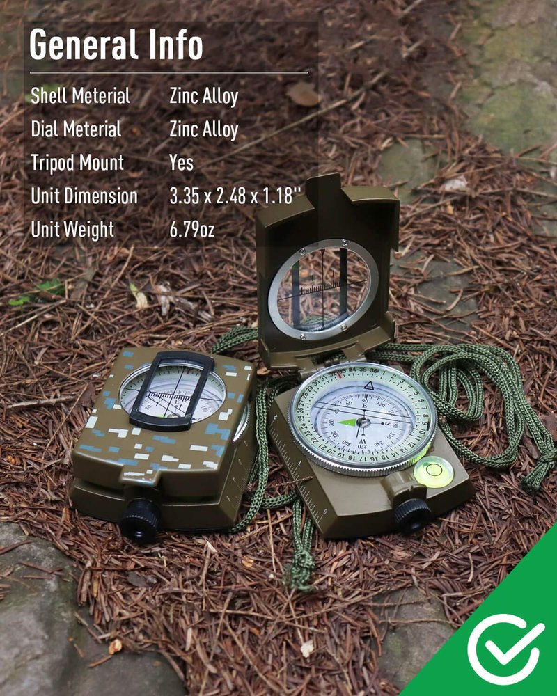 Eyeskey Tactical Survival Compass with Lanyard & Pouch | Waterproof & Impact Resistant | Lensatic Sighting Compass for Hiking (Camouflage)