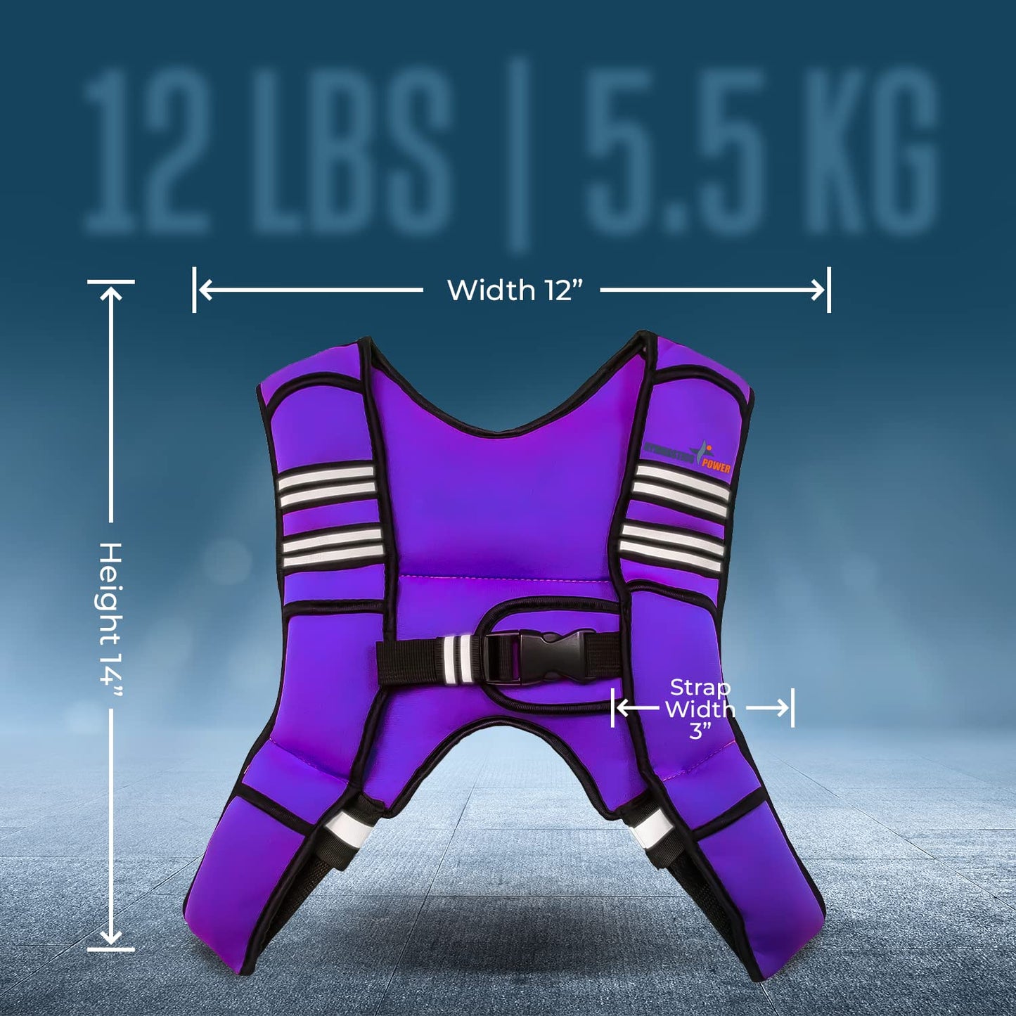 GYMNASTICS POWER Weighted Vest for Men and Women 6-20 Lbs Adjustable Workout Vest for Strength Training, Running, Cardio, Fitness & Cross Training (Purple, 12 LB)