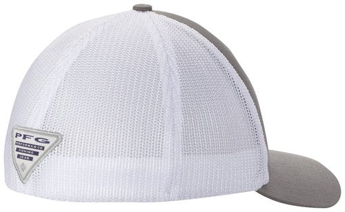 Columbia Unisex PFG Logo Mesh Ball Cap, Titanium/Hook, L/XL