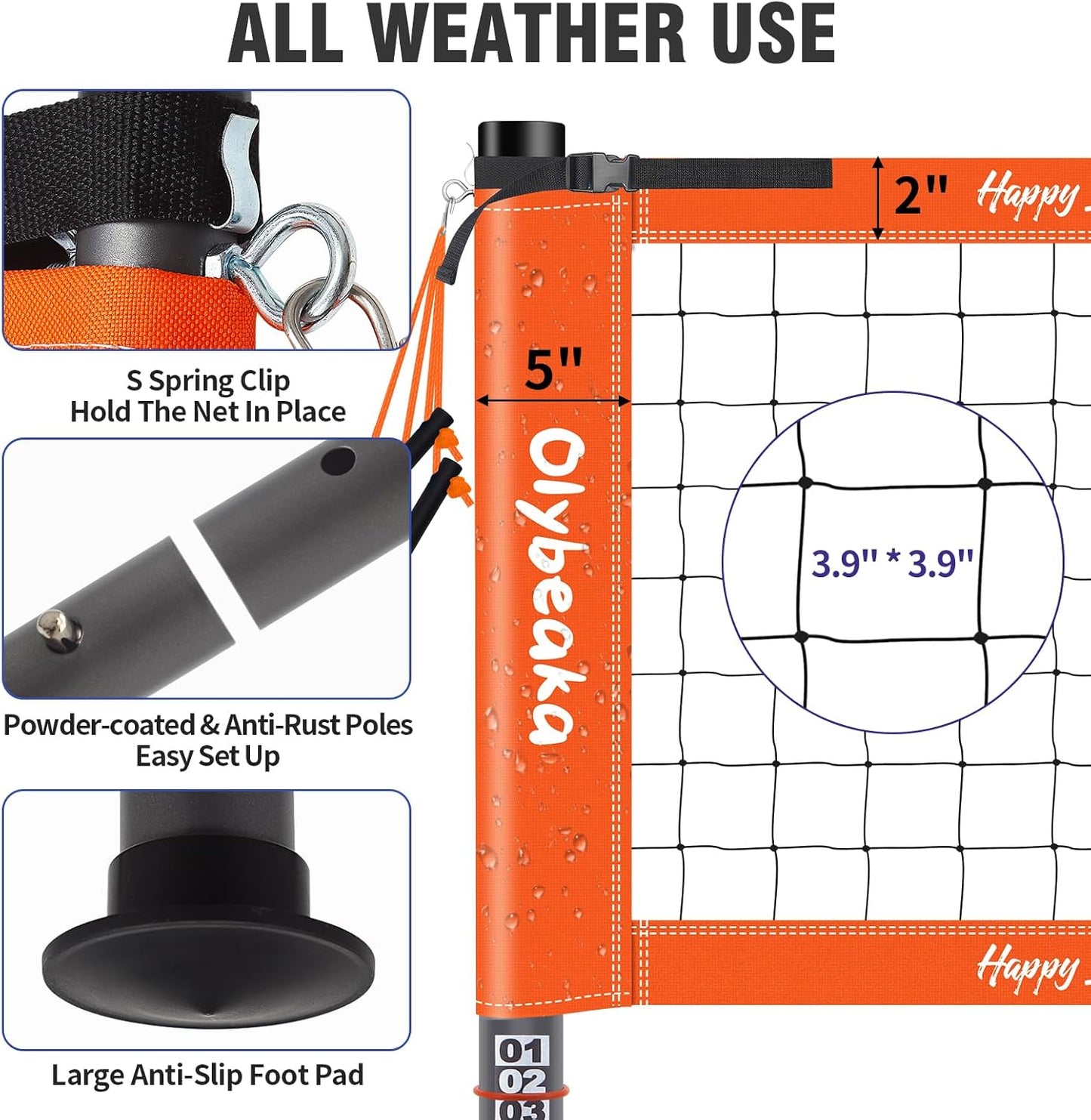 Regine Switzerland 20ft Portable Outdoor Volleyball Net Set - Heavy Duty Poles, Durable PE Net, Complete with Volleyball & Pump