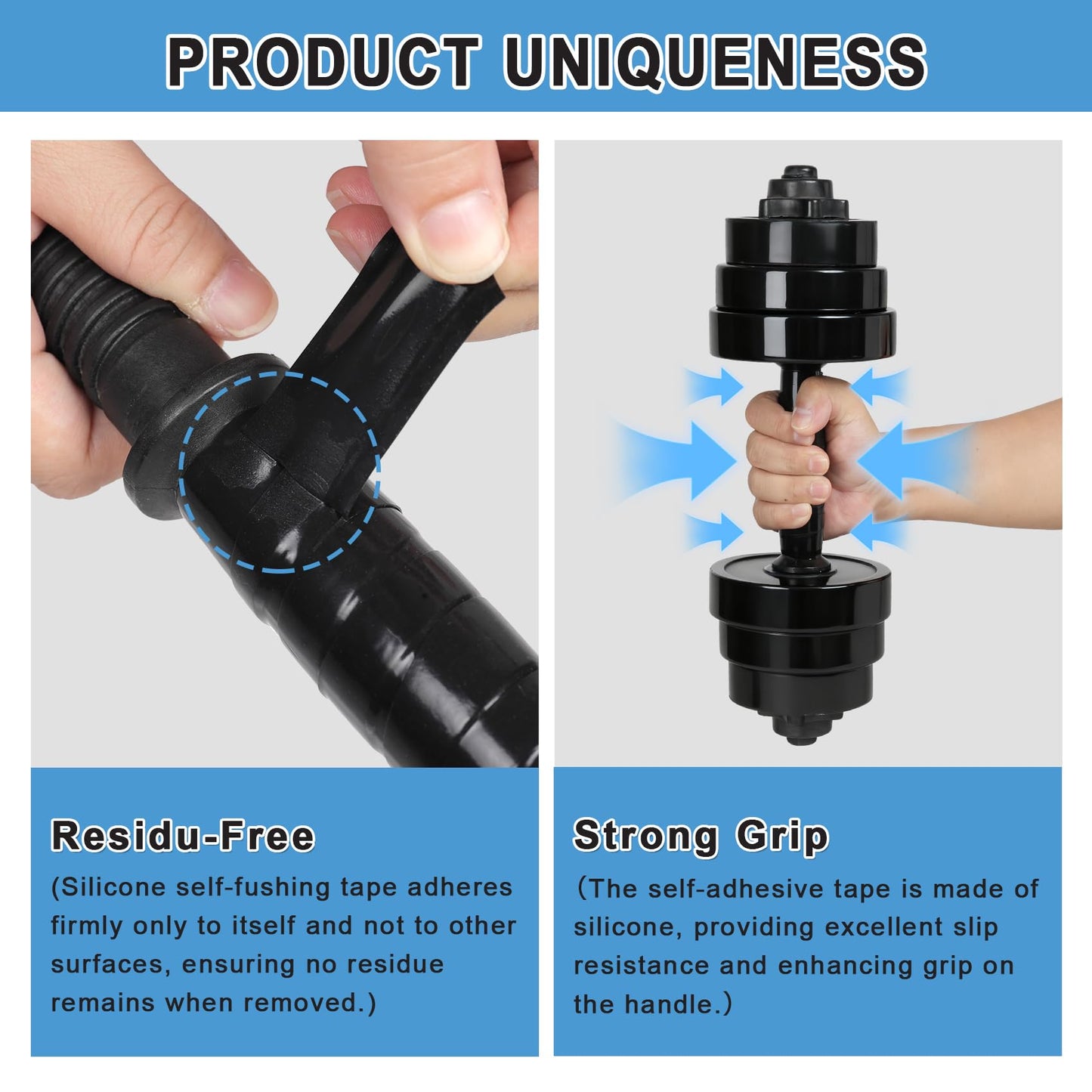 VITEAM Grip Tape Silicone Rubber Grip Tape Fusion Water-Resistan Tape for Handle，Pull Up Bar, Barbells, Dumbbells, Lacrosse, Sport Equipments and Tools Pink