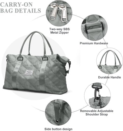 HYC00 Travel Duffel Bag - Stylish Carry-On Overnight Weekender for Women | Sports Tote with Wet Pocket