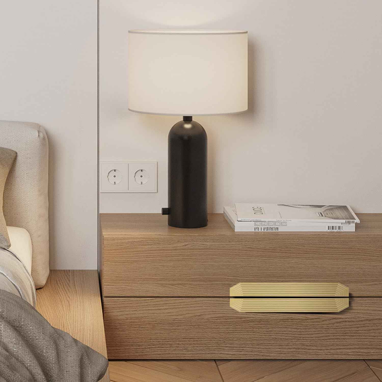 BaiNong Brass Cabinet pulls Brushed Drawer pulls Modern Gold Cabinet Cabinet Handles Drawer Handles for Dresser (2Pack-9.8inch Polygon)