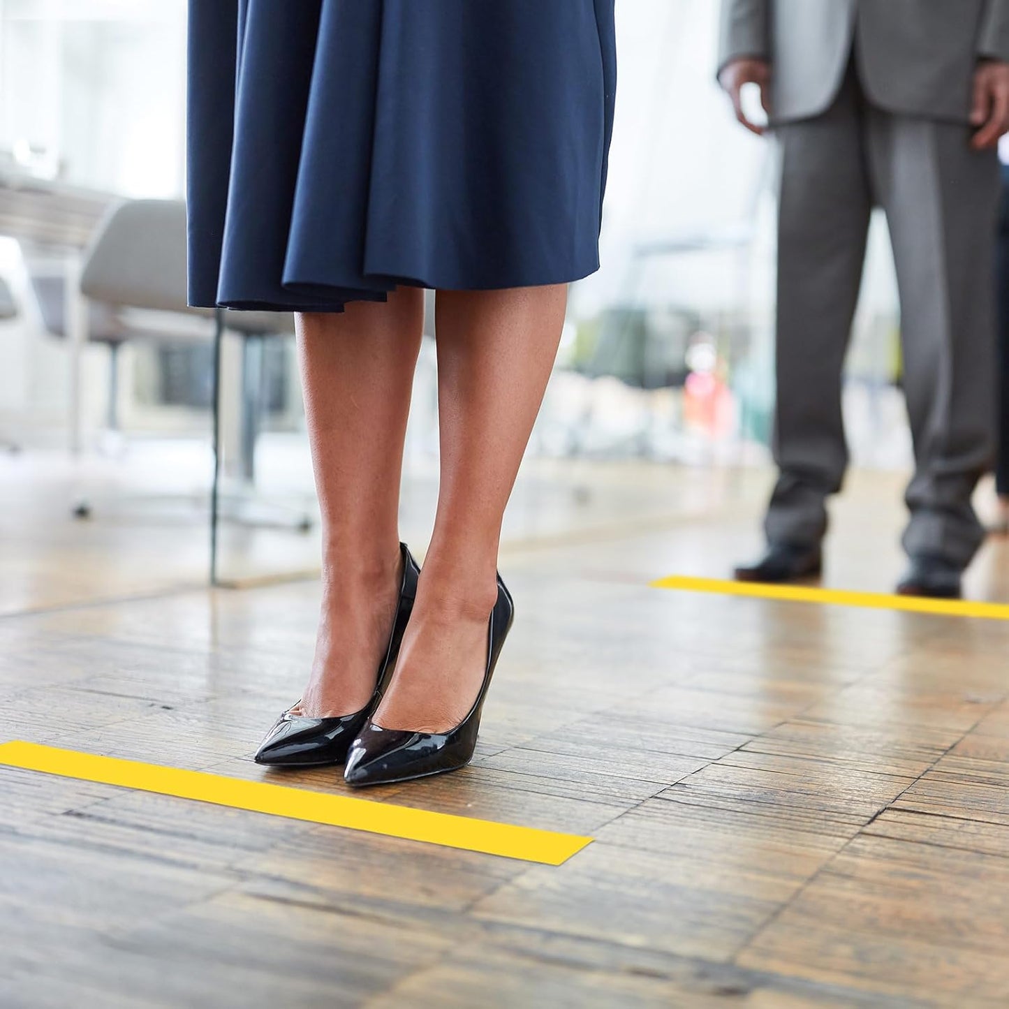 Outus Floor Marking Tape - Durable 2" Wide Yellow Non-Abrasive Tape for Social Distancing | 100' Length, 6 Rolls