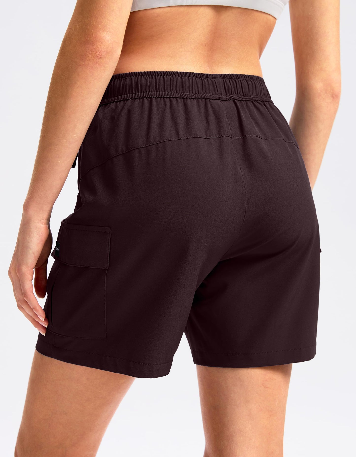 SANTINY Women's 5''/ 7'' Hiking Cargo Shorts Quick Dry Lightweight Summer Shorts for Women Athletic Golf Zipper Pockets(Wine_S)