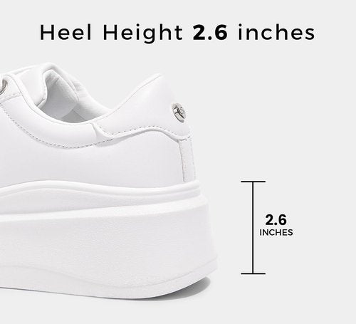 Lucky Step Women's Platform Sneakers - Faux Leather Casual Tennis Shoes for Comfortable Walking