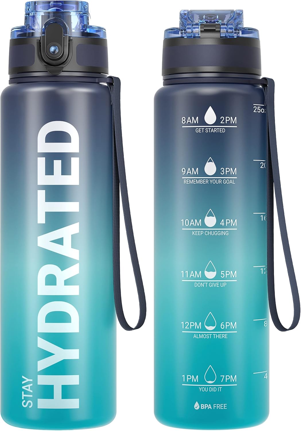 Sahara Sailor Water Bottle - Durable, Leakproof Tritan Design with Time Marker | 32/25/17oz Options