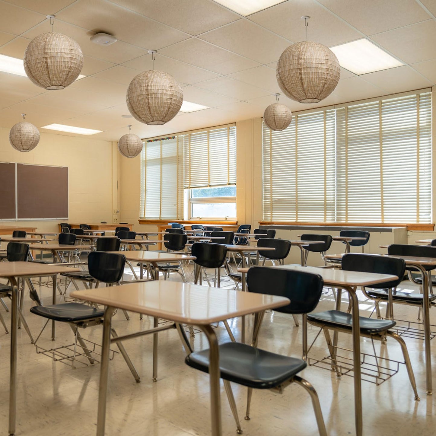 LIHAO 10 inches Paper Lanterns Print Burlap Chinese Lanterns for Boho Classroom Decor Farmhouse Classroom Decorations Boho Themed Party Baby Showers Wedding Birthday (6PCS)