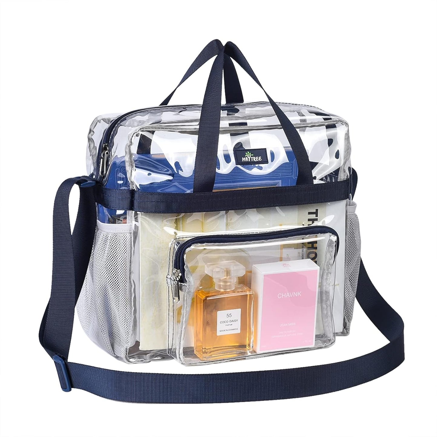 MAY TREE Clear Stadium Event Bag - 12x6x12 Clear Tote with Reinforced Straps for Work & Gym