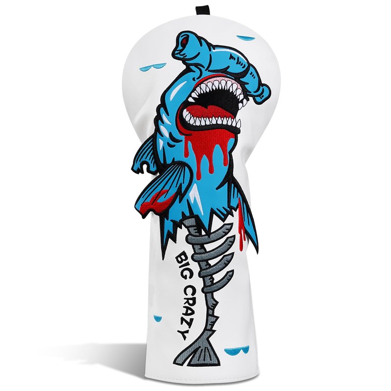 Big Crazy Golf Head Covers, Golf Club Covers Funny, Driver Headcovers, Golf Club Covers, Fairway Woods Head Covers, Hybrids Headcover, Putter Cover with Soft Lining for Golf Gift Hammerhead Sharks