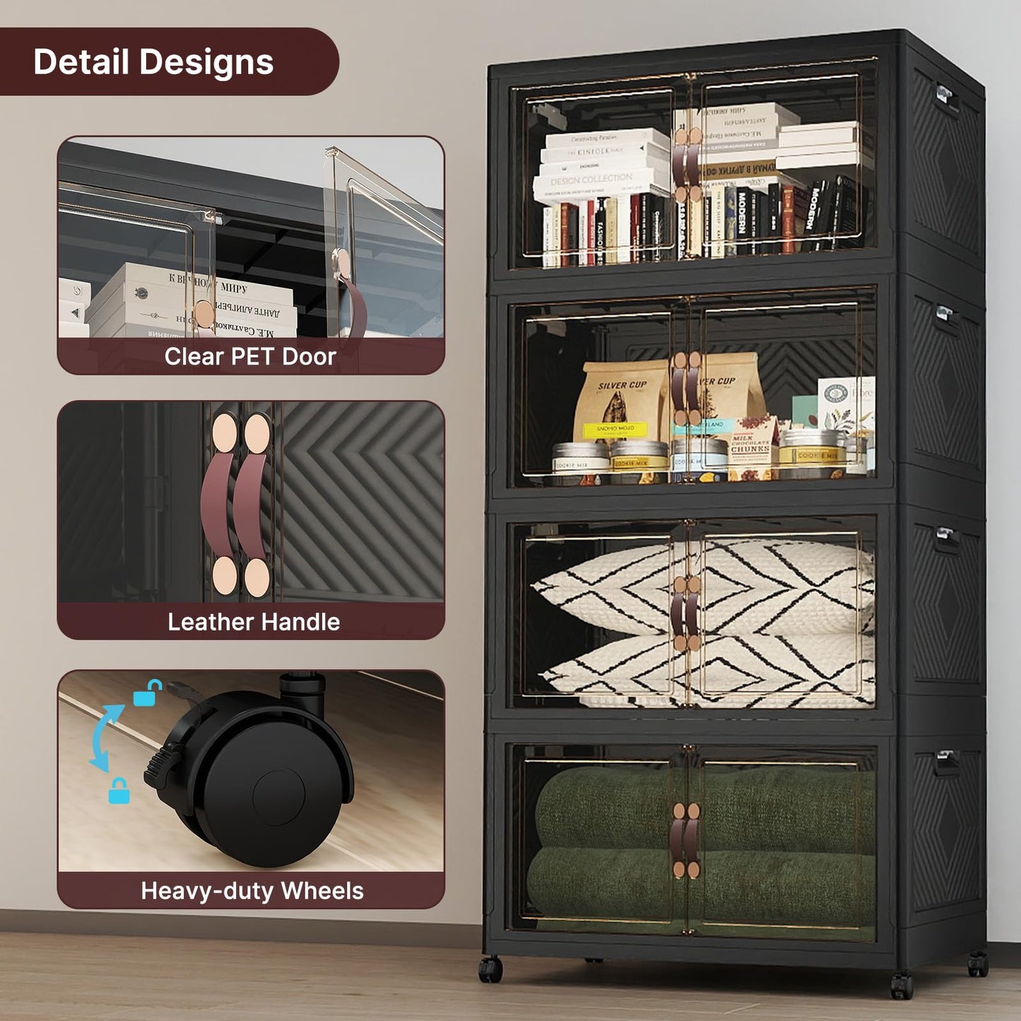 UAMFURI Stackable Storage Bins with Lids, 720QT Lockable Storage Cabinet