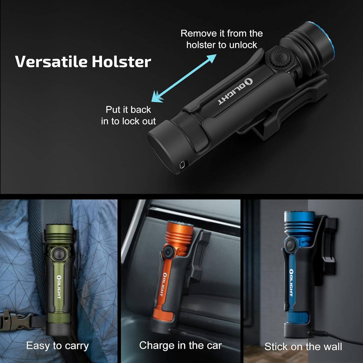 OLIGHT Seeker 4 Pro Flashlight - 4600 Lumens Rechargeable, Waterproof IPX8, USB-C Holster | Midnight Blue Cool White