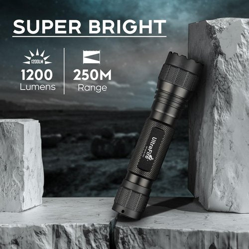 ULTRAFIRE Tactical Flashlight with Holster, 1200 High Lumens Law Enforcement LED Flashlights with Belt Holder, Police Flashlight with Holster for Duty Belt WF-501B PRO