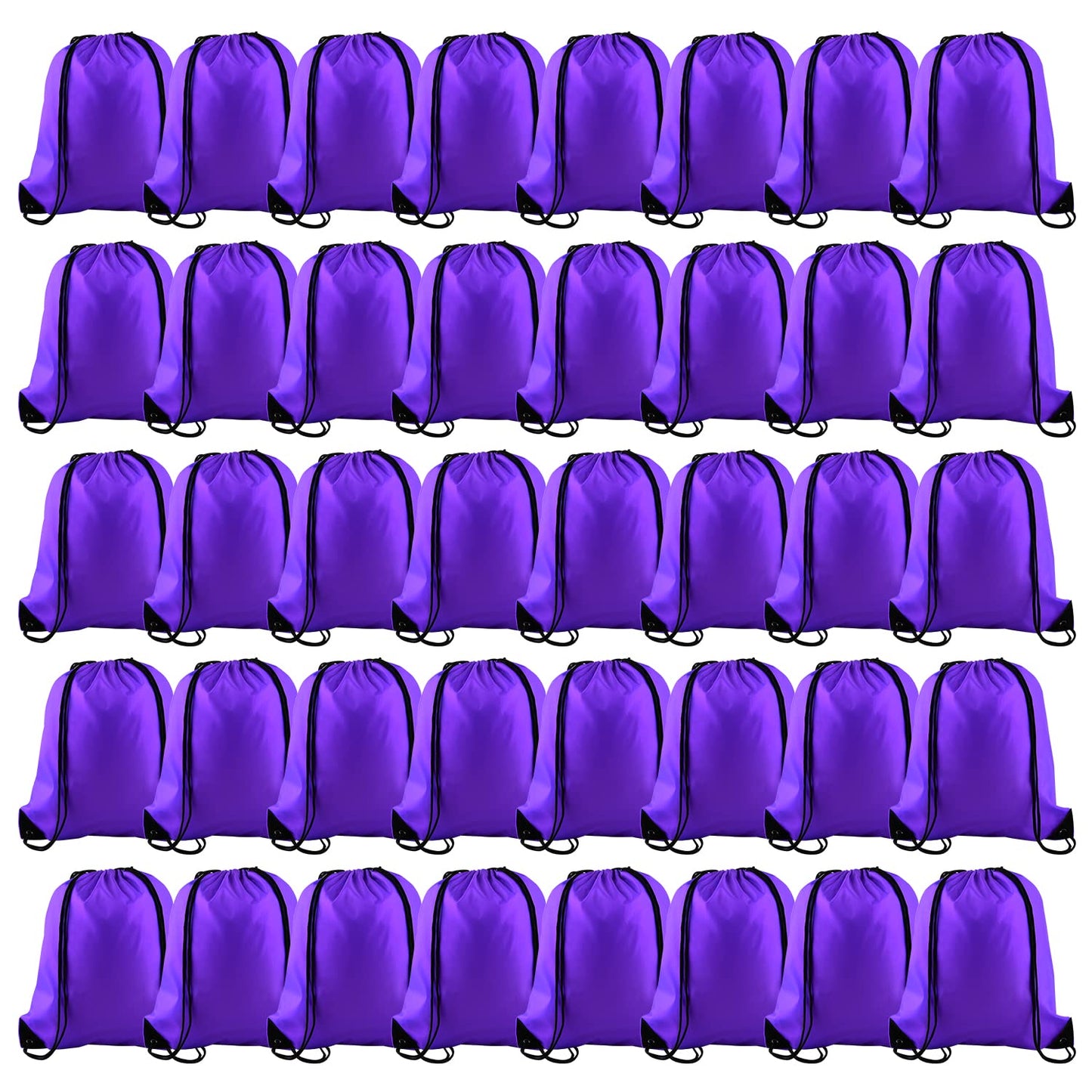 KUUQA 100Pcs Purple Drawstring Backpack Bag Bulk Drawstring Bags String Bags Storage Bags Gym Backpack for Sport Gym Traveling