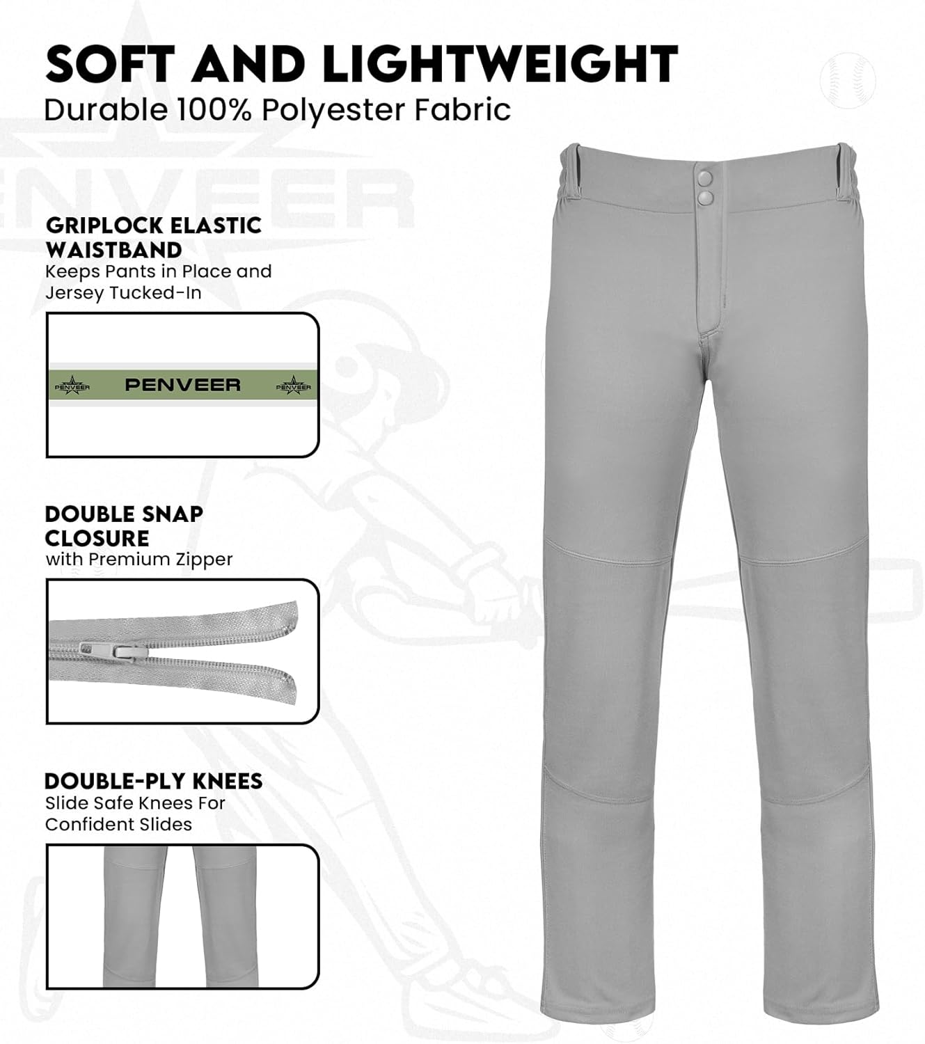 Regine Switzerland Youth Baseball Pants - Full Length Open Bottom Design for Comfort & Durability