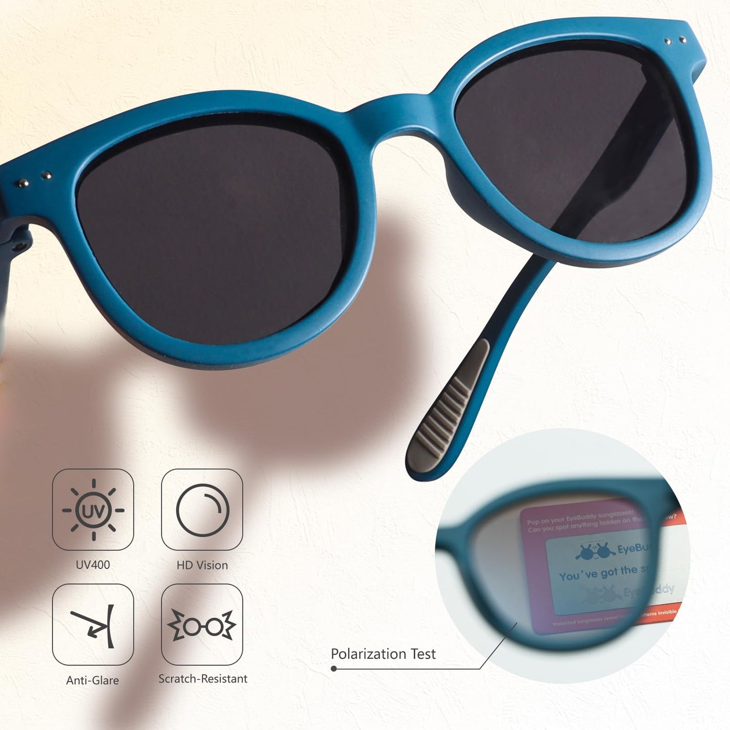 EYEBUDDY Kids Toddler Sunglasses Age 2-4/3-5 Boys Girls Polarized UV Protection Sun Glasses for Age 2-8