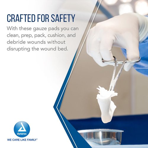Dukal Sterile Gauze Pads, 100% Woven Cotton and Individually Wrapped, 4" x 4", 12-Ply Pad, Box of 100