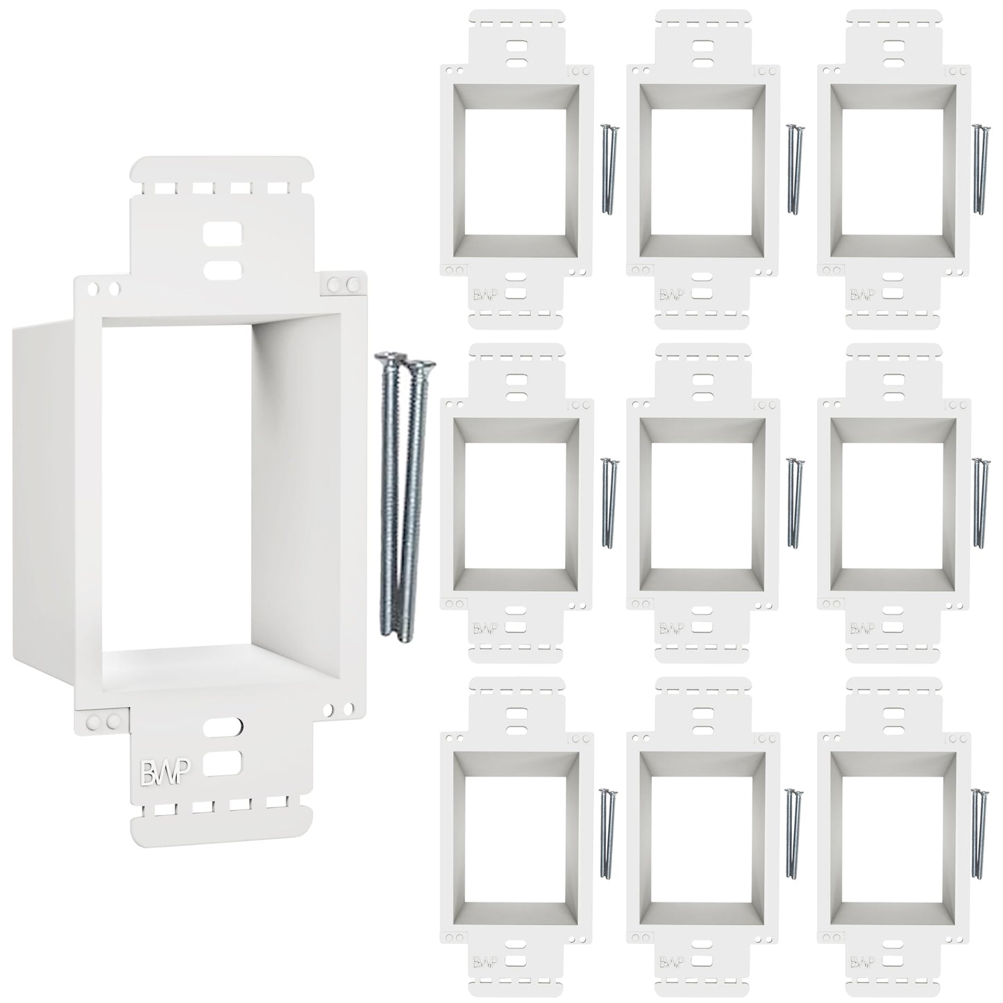 BWP 10 Pack Electrical Outlet Box Extender 1 Gang - Electrical Box Extender with 20 Screws -Single Gang Box Extender Outlet