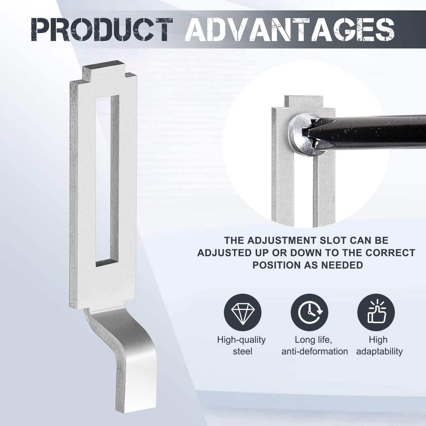 Tandefio A 148 Steel, 6 Pcs Sliding Screen Door Latch Strikes Adjustable 1/4" Grip, 13/32" Wide Sliding Door Keeper with Mounting Screws for Patio Window Pet Proof Fit All Kinds of Fixings